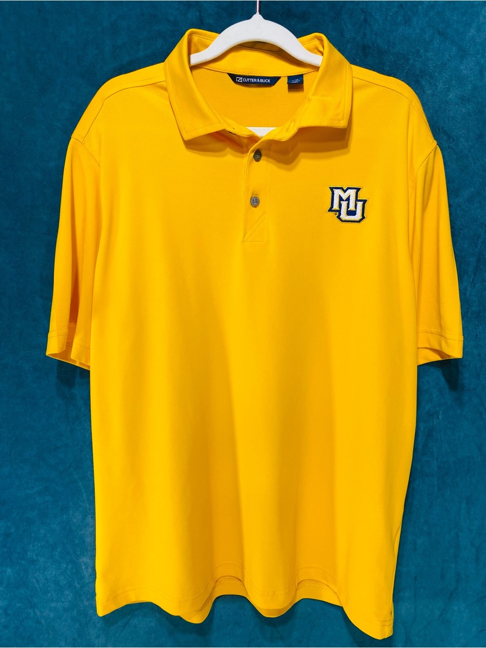 Cutter & Buck Men's Gold Marquette Polo with MU Logo